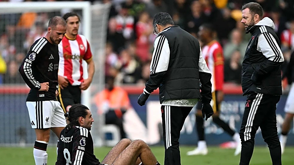 Liverpool suffers double injury blow as Szoboszlai, Frimpong go off vs Brentford
