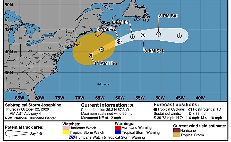 Storm Josephine spins out in Atlantic, Tropical Storm Vance heads to Mexico