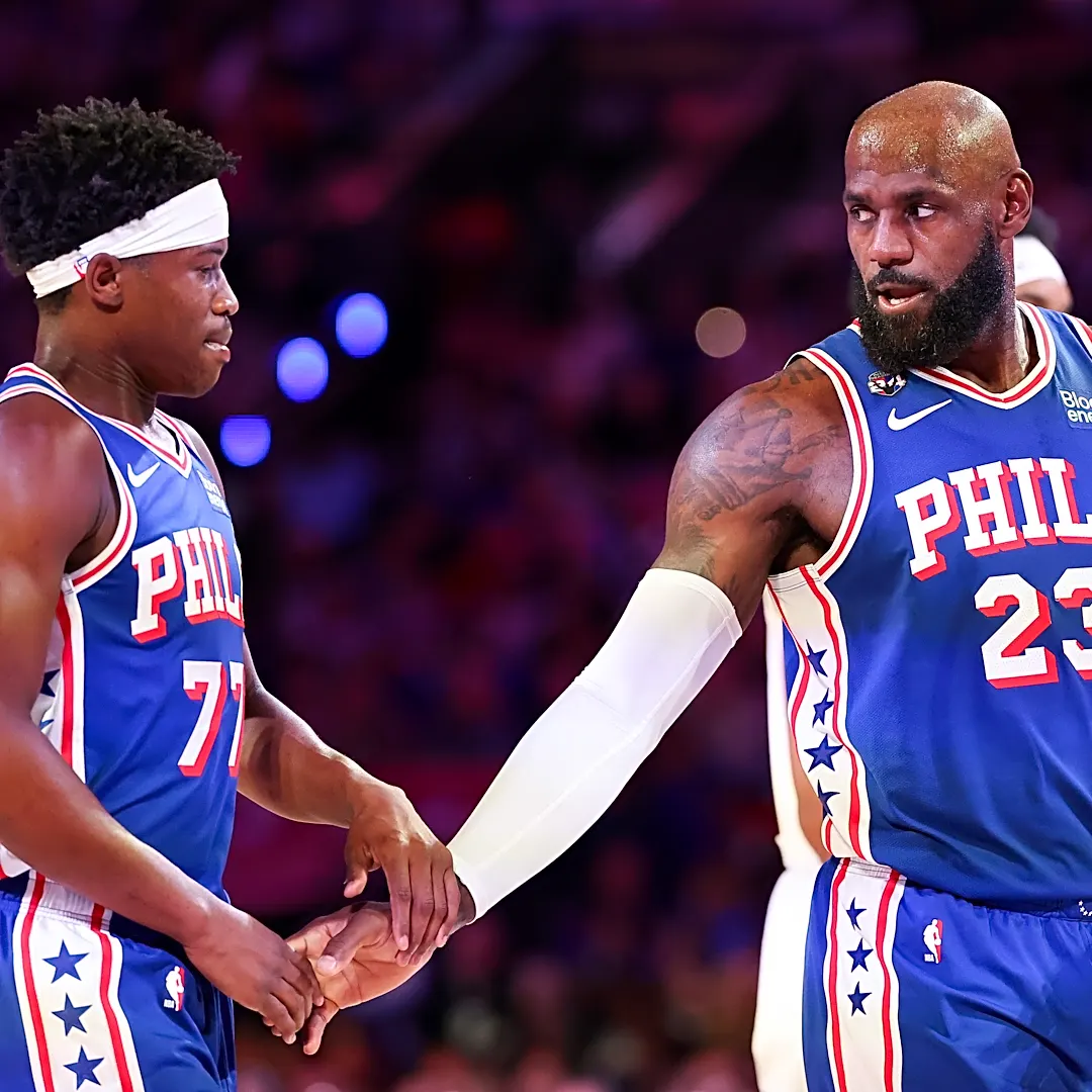 LeBron James gives 76ers teammate VJ Edgecombe bloody nose via accidental elbow