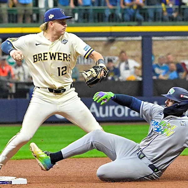 Brewers' celebration delayed after double play is overturned on review