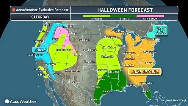 Halloween weather: Treats for the East, tricks for the central, western U.S.