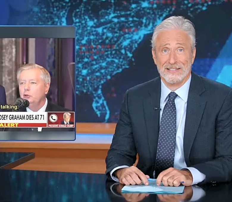 Jon Stewart Slams Donald Trump’s Reaction to Lindsey Graham’s Death