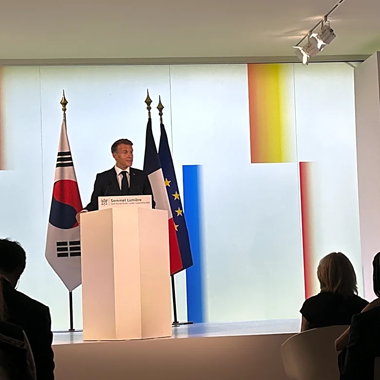Emmanuel Macron Calls for Global Initiatives to Protect Film and Warns About Dangers of Social Media as Lumiere Summit Opens