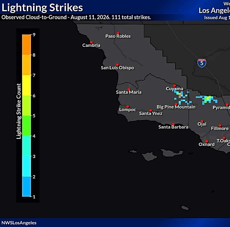 Summer storm brings dozens of lightning strikes in Ventura County