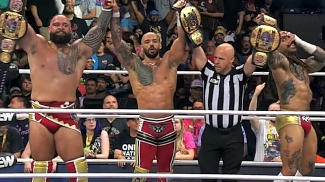 The Demand Dethrone AEW World Trios Champs The Conglomeration