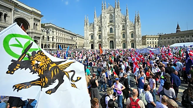 La extrema derecha europea protesta en Milán contra el "tsunami" migratorio