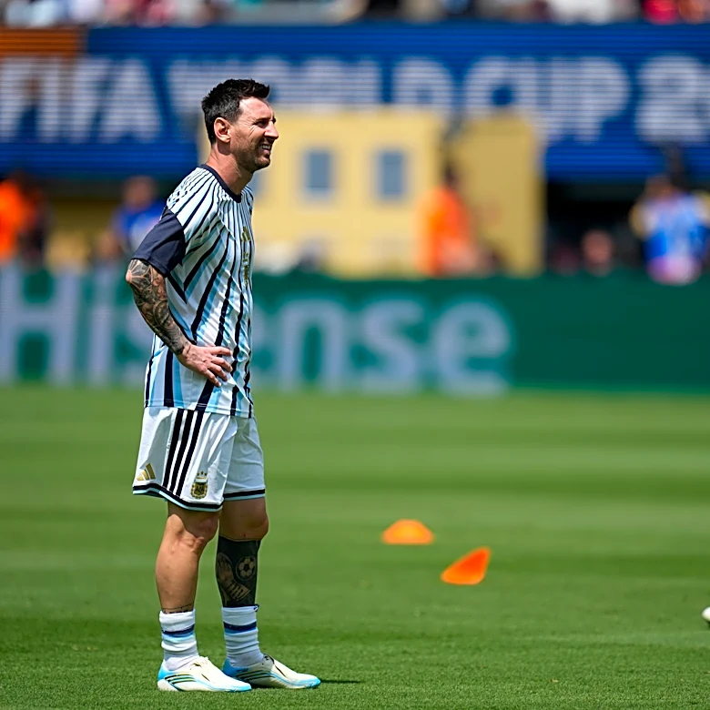 LO ÚLTIMO: Los jugadores calientan en East Rutherford, donde Argentina es favorita del público