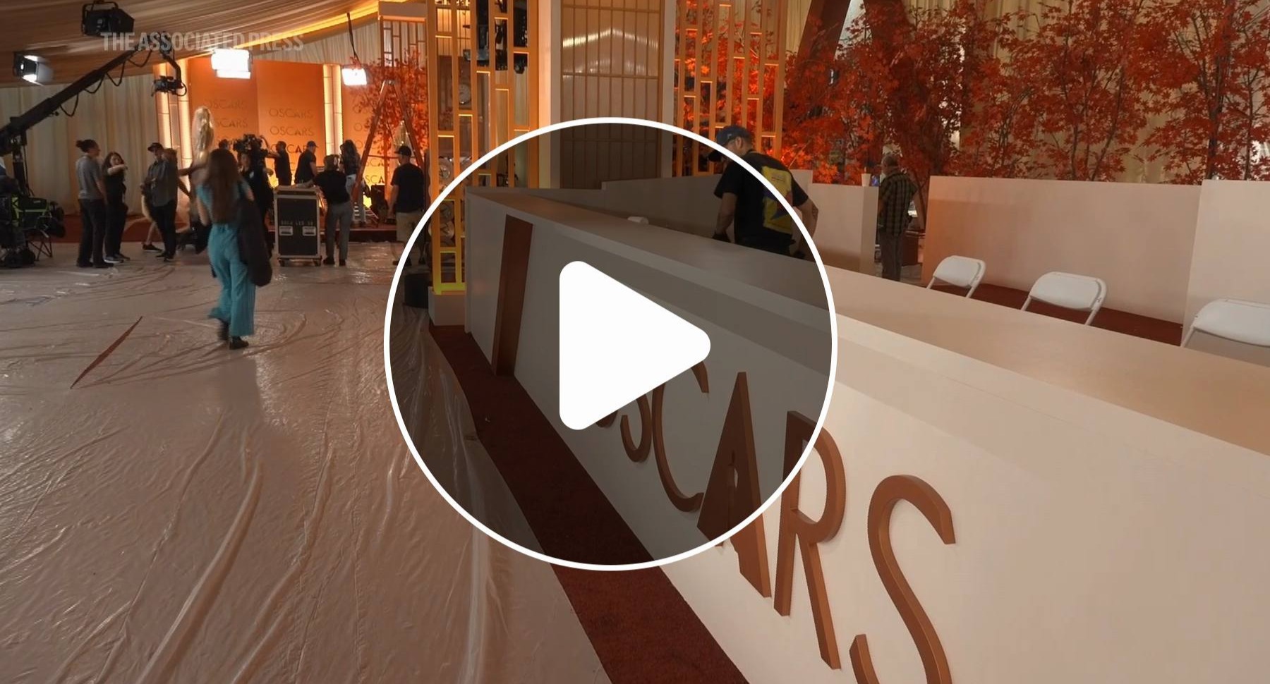 VIDEO | Workers prepare Oscars red carpet ahead of Sunday ceremony