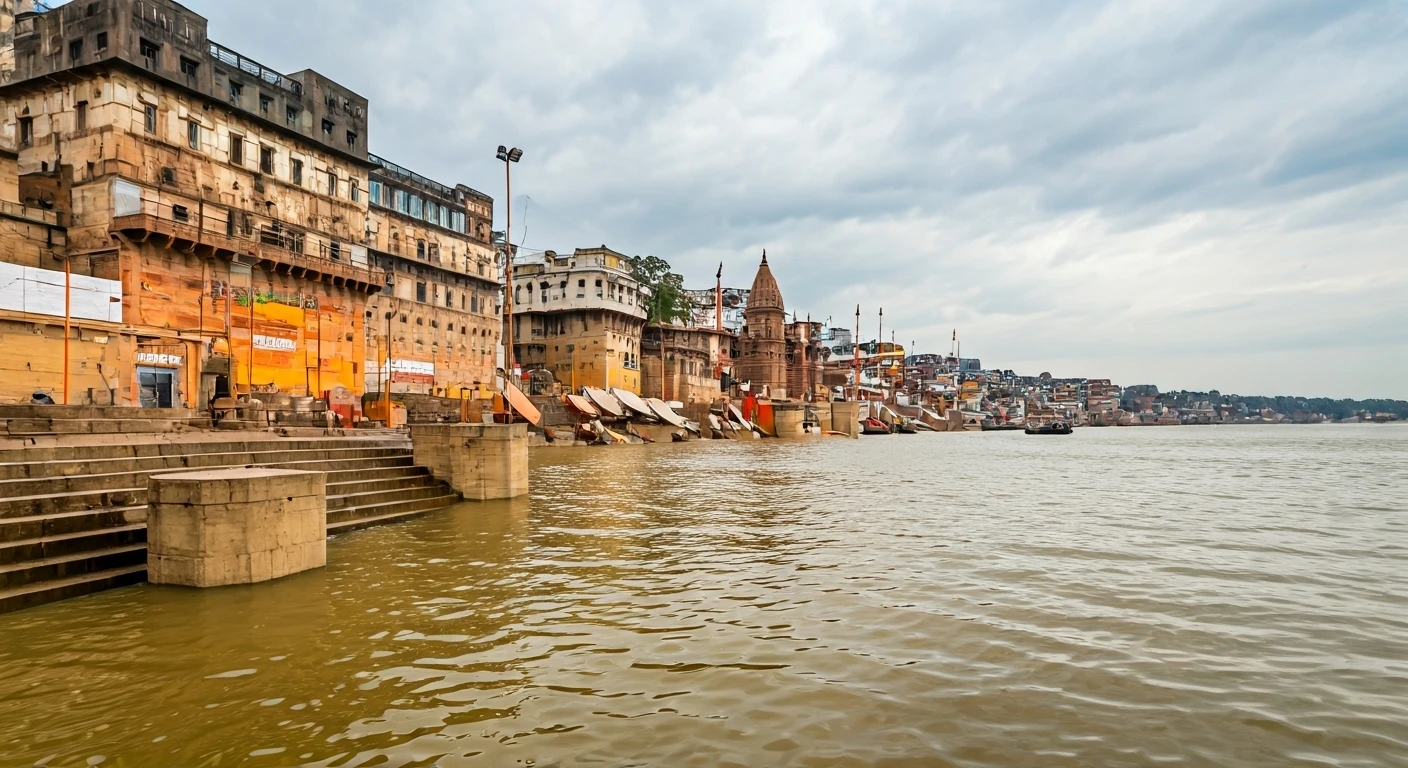 Ganges River Floods Varanasi Ghats