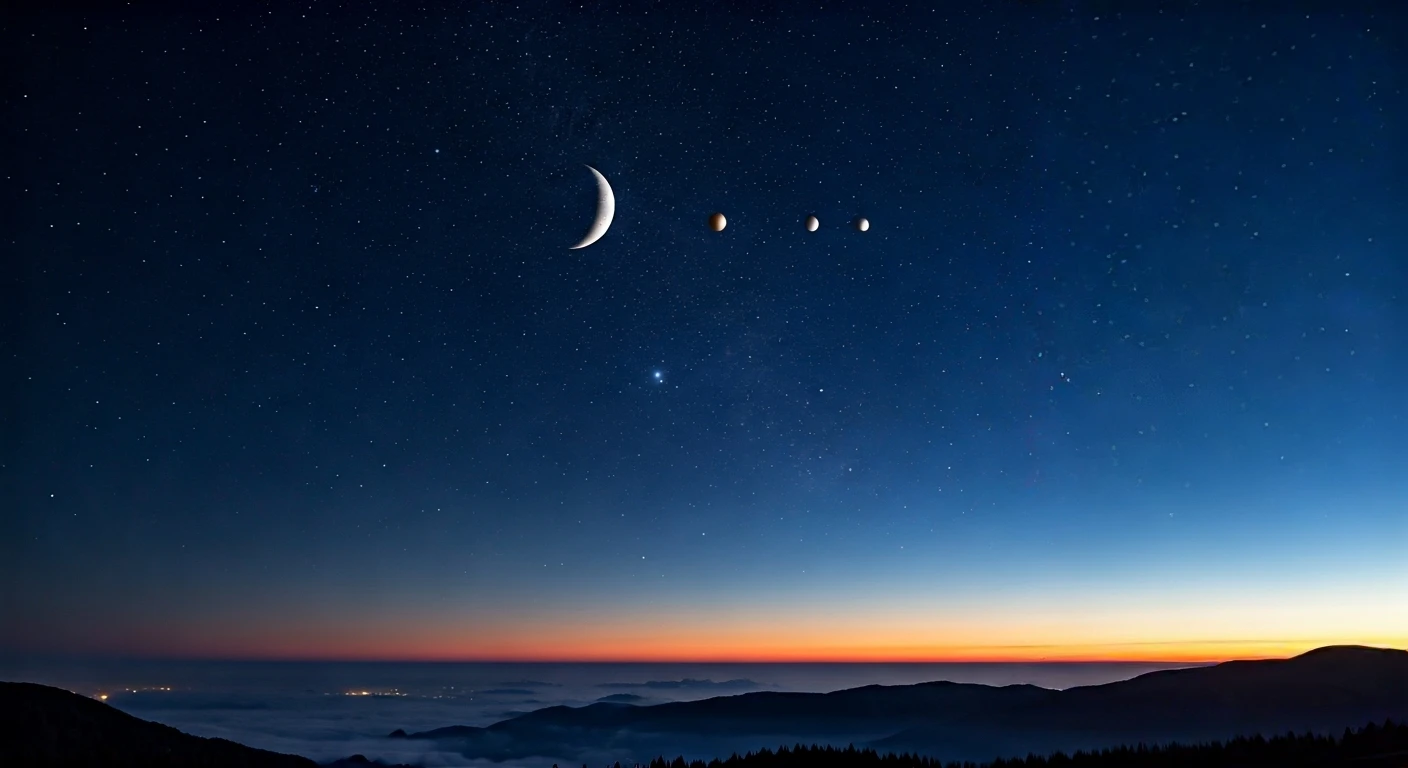 See Moon, Planets, and Stars in Night Sky!